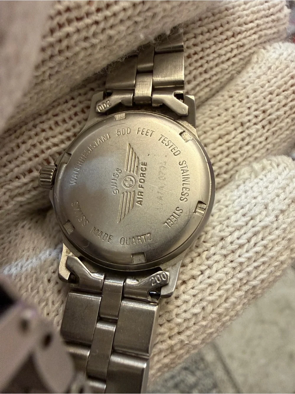 Vintage Swiss Air Force Ladies Pilot Watch Fighter Jets Radar Dial Quartz Steel